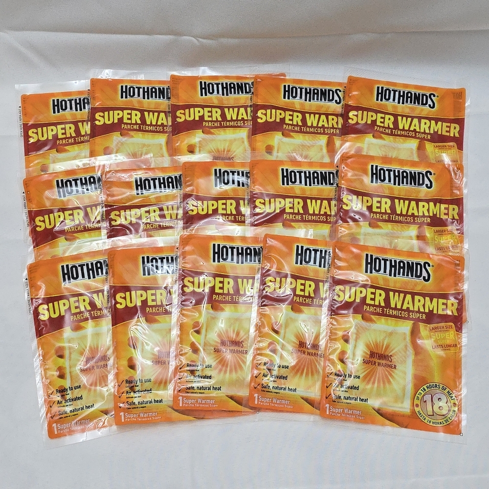 15 HotHands Super Warmer Up to 18 Hours Heat Exp 07/28 Larger Size Hand Warmers